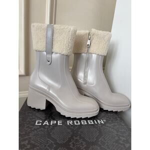 Cape Robbin Chrisma Gray Chunky Heel Rain Boots Womens Sz 6 Brand New in Box